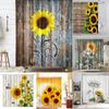 Farmhouse Rustic Shower Curtain Sunflower Autumn Floral Flower On Rural Barn Wooden Fabric Bathroom Curtains with Hooks Sets