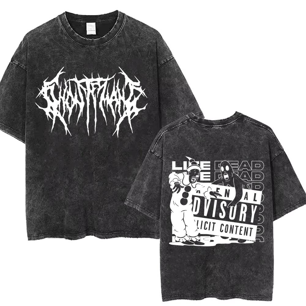 Washed Vintage Rapper Ghostemane Graphic Print Tshirt Men Women Hip Hop Rap Rock Trap Metal Gothic Oversized Tshirt Streetwear