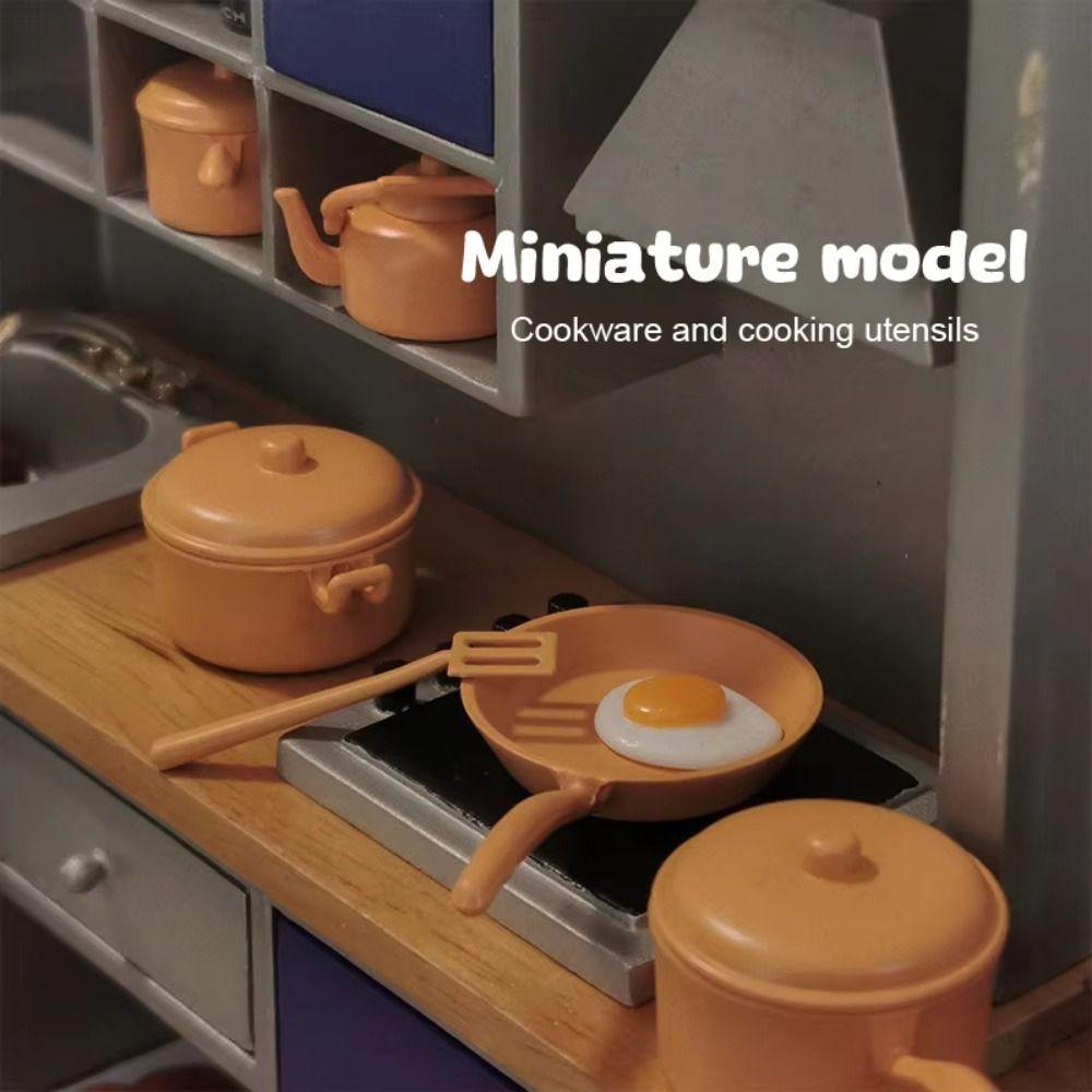 Kitchen Utensils Dollhouse Kitchenware Frying Pan Minature Pot  Construction Props