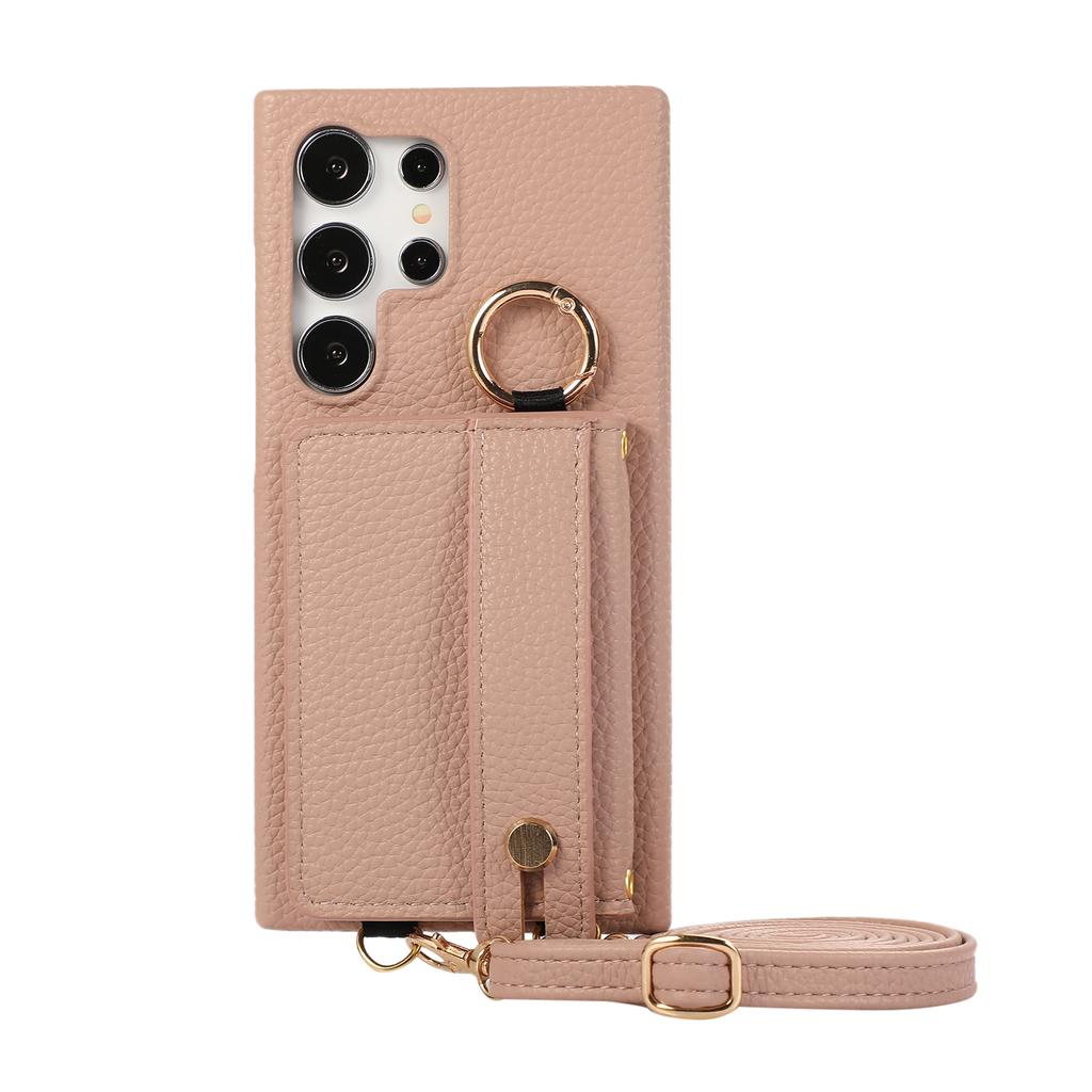 Polsband Crossbody Lederen Portemonnee Ringhouder Hoesje Voor Samsung Galaxy S24 Ultra S23 S21 Plus A15 A35 A55 A54 Lanyard Cover