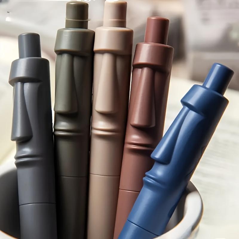 5pcs Stone Statue Click Pens, High Capacity Chubby Pens for Smooth Writing and Comfortable Use