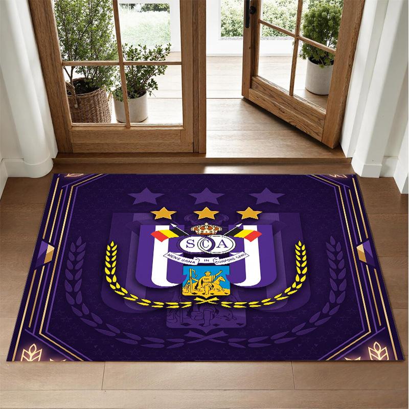 Anderlecht FC Design Crystal Velvet Rug Soft Decorative Mat for Bedroom Entrance