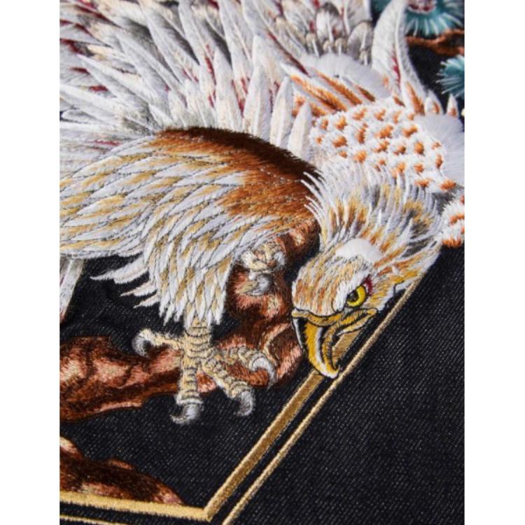 Evisu Seagull And Eagle Logo Embroidered Denim Jacket Men jackets Denim-Blue 2EAHTM0DJ213LF