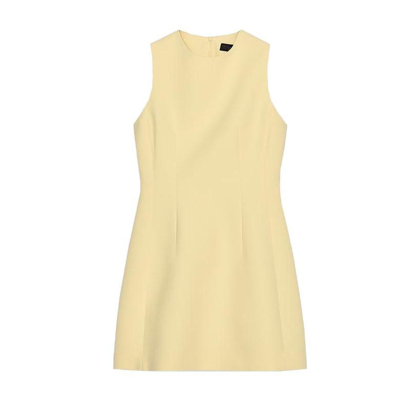 Summer New Product Women's Clothes French Pleated Design Round Neck Sleeveless Fluffy Hem Short Dress 3123281