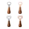 4pcs Stainless Steel Vertical Beer Bottles Openers with Wood Handle Drink Lid Remover for Home Use Kitchen Accessories