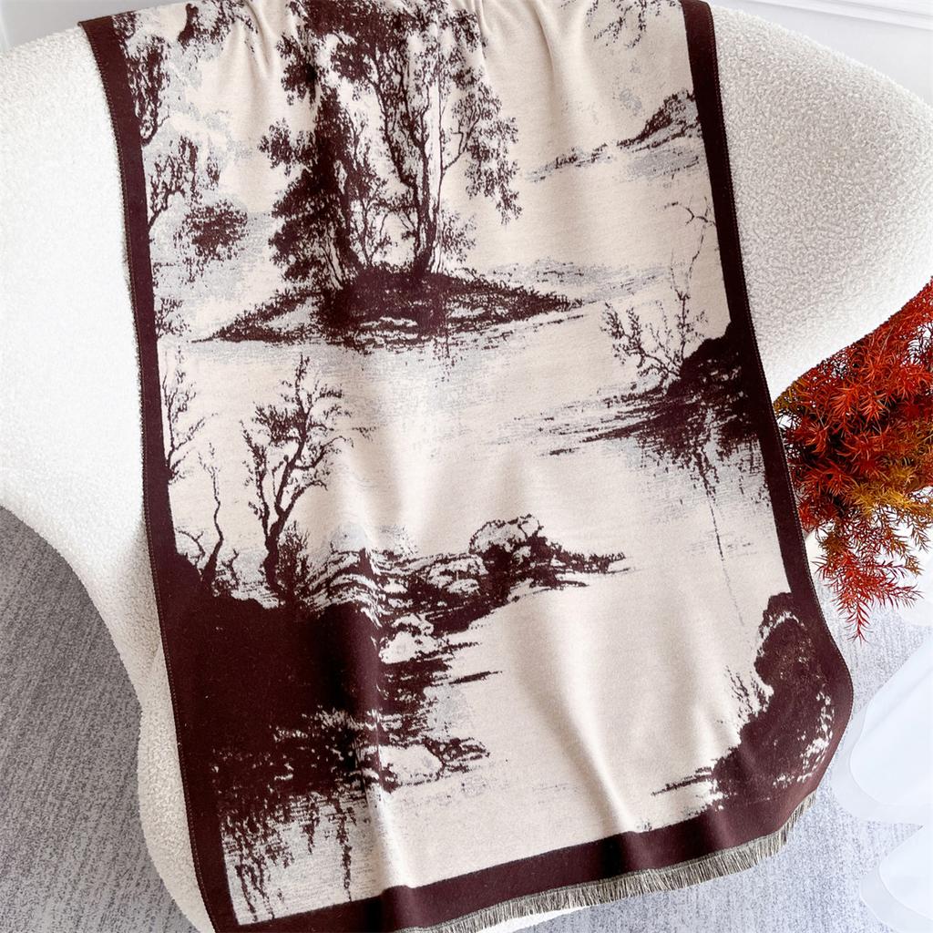 Winter Warm Cashmere Scarf for Women Luxury Print Pashmina Shawl Wrap Neckerchief Female Bufanda Echarpe Design Headband