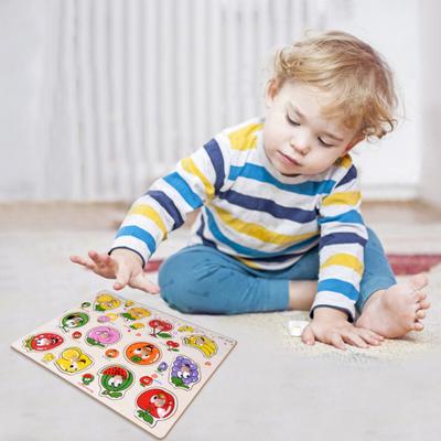 1 Sada Dřevěná Zvířátková Puzzle Deska Kreslené Ovoce Přiřazovací Deska Jemná Motorika Barva Tvar Předškolní Učení Vzdělávací Puzzle Deska Hračka