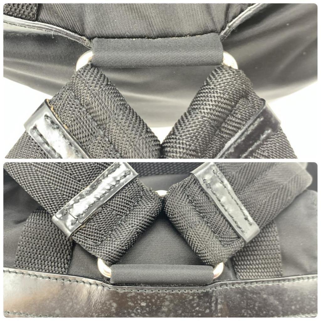 PRADA Tessuto Nylon Rucksuck Backpack Daypack Leather Black Women's Triangle Logo Plate
