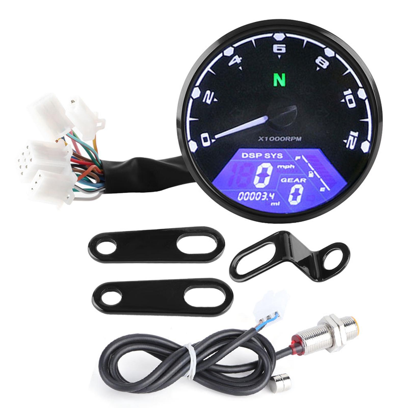 Motorcycle LED Backlight Digital Tachometer meter Gauge 12000RPM