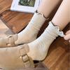 New Products Gentle And Warm Color Stacked Socks For Women Color Blocking Fungus Edge Lace Cotton Socks Boneless Socks