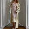 Sleeveless Mesh Cover Up Dress Waist Cinched Sheer Mesh Dress Spaghetti Strap Dress  Lady Outfit