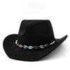 Tibetan metal shell with western cowboy hat autumn and winter woolen felt hat men's and women's European and American style top hat outdoor riding hat