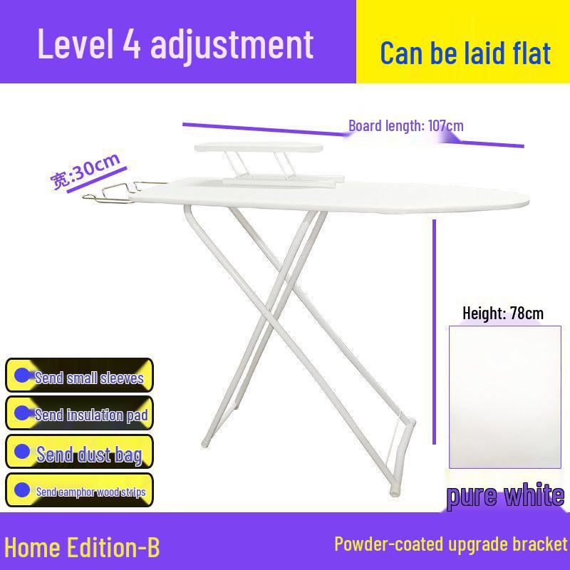Reinforced Foldable Ironing Board with Handheld Rack - High-Grade Household Accessory