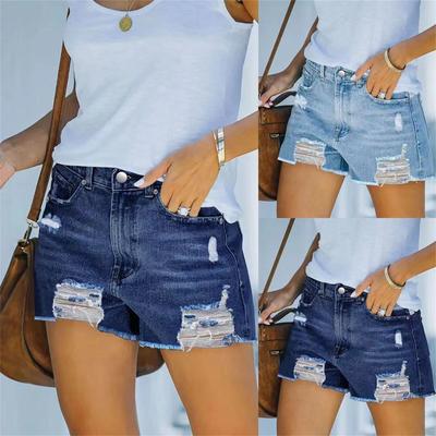 Damen Denim Klassisch Vielseitig High Waist Modische Shorts