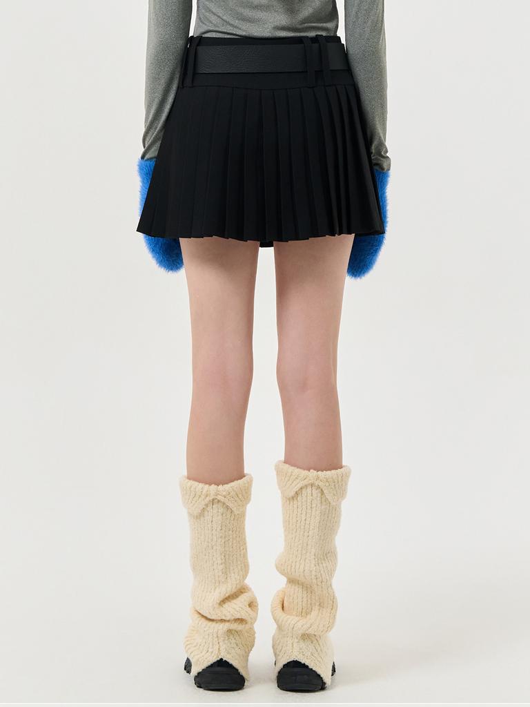 GENERALIDEA Fitted Yoke Pleated Mini Skirt [Black] / Wbd4L56540