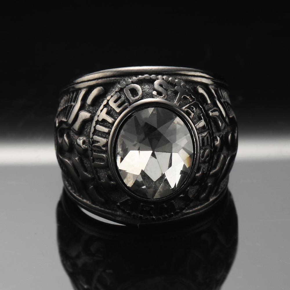 Кольцо тренд 2026 года Корпус морской пехоты Винтажный орел с разноцветным драгоценным камнем Мужское кольцо No. 7