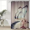 1pc Polyester Shower Curtain with Whimsical Cat & Butterfly Print, Machine Washable Bathroom Decor for All Seasons