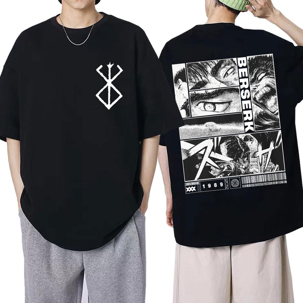 Japan Anime Berserk Guts T Shirt Swordsman Gatsu Sacrifice Zodd Vintage Tee Shirt Men Women Oversized Cotton T-Shirts Streetwear