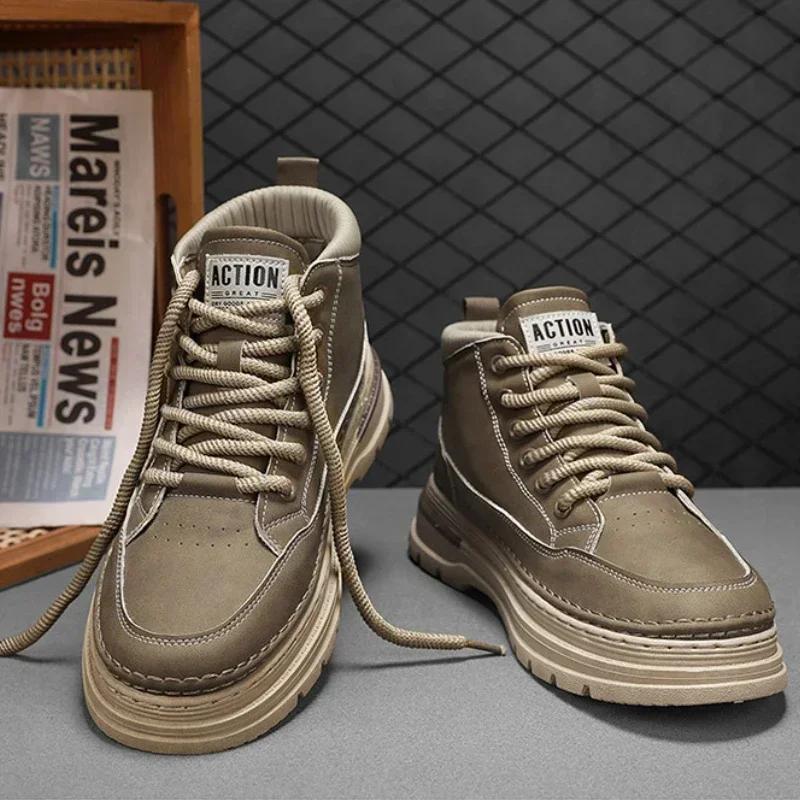 Fashion Fashion Men's Boots High Top Casual sneakers Shoes for Men Designer Anti-Slip Ankle Boots Outdoor Thick Sole Men Working Boots