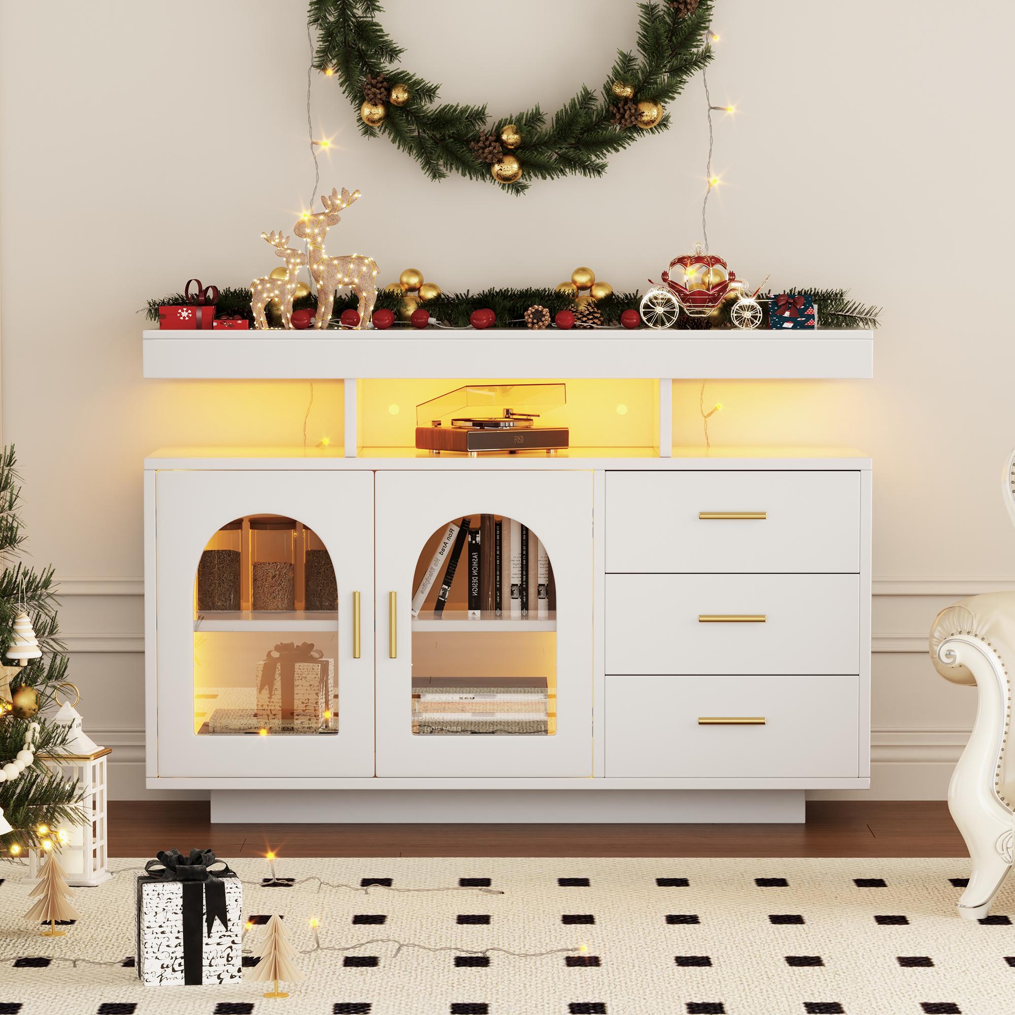 323704705WAA)LED Sideboard Cabinet, 120cm Coffee Bar