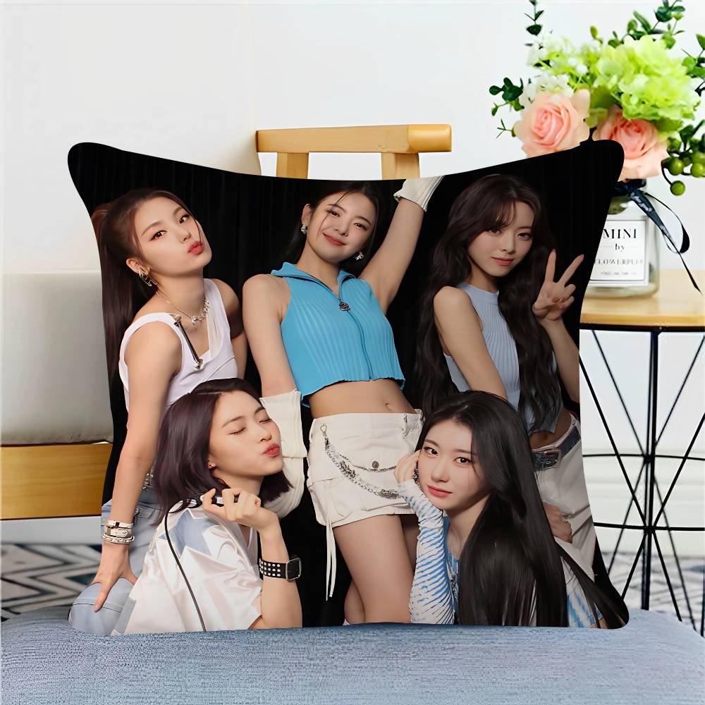 

Kpop I-Itzy Pillowcase Toon Gift Cushion Cover Bedroom Home Sofa Chair Seat Decor Pillow Case 16x16Inch