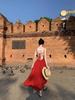 Women's Sexy Backless Red Slip Dress - Perfect for Beach Vacations and Photos
