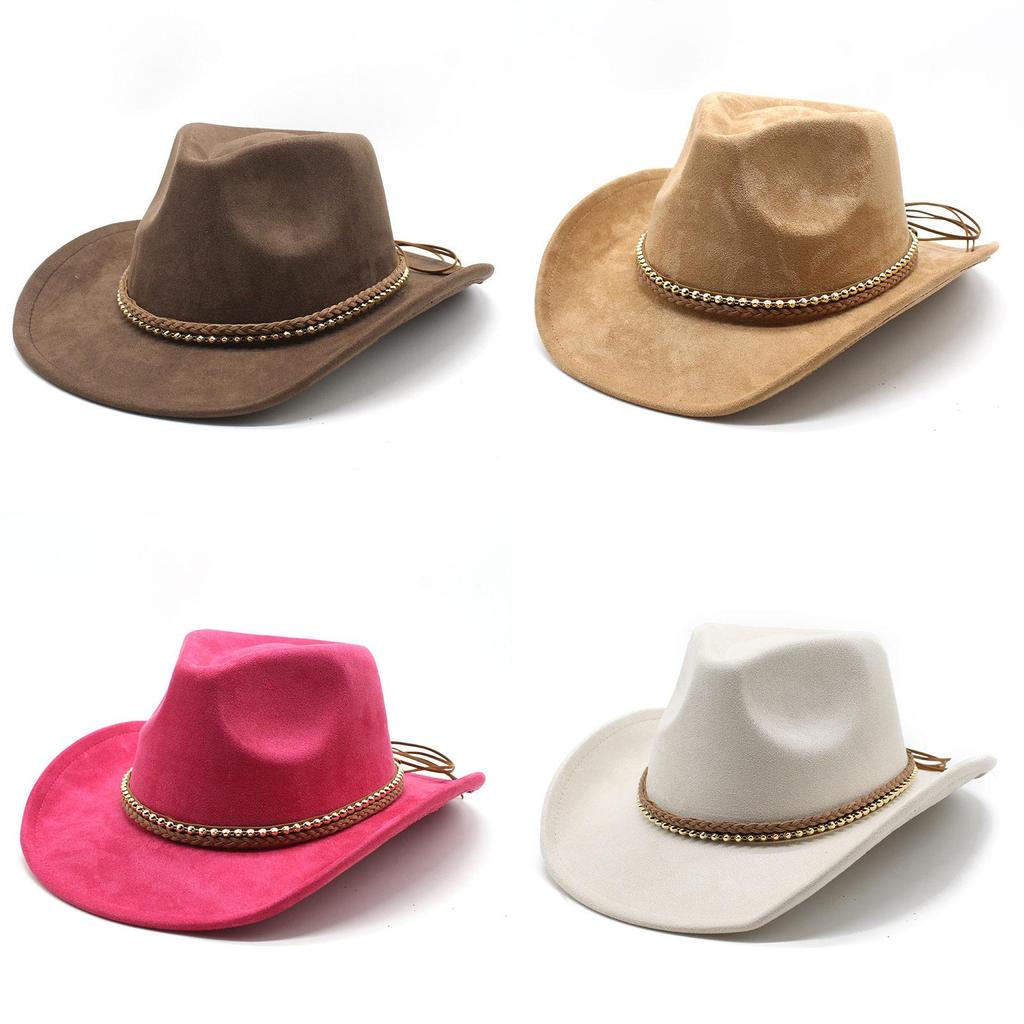 Western Cowboy Hat With Suede Leather For Men And Women In Folk Style