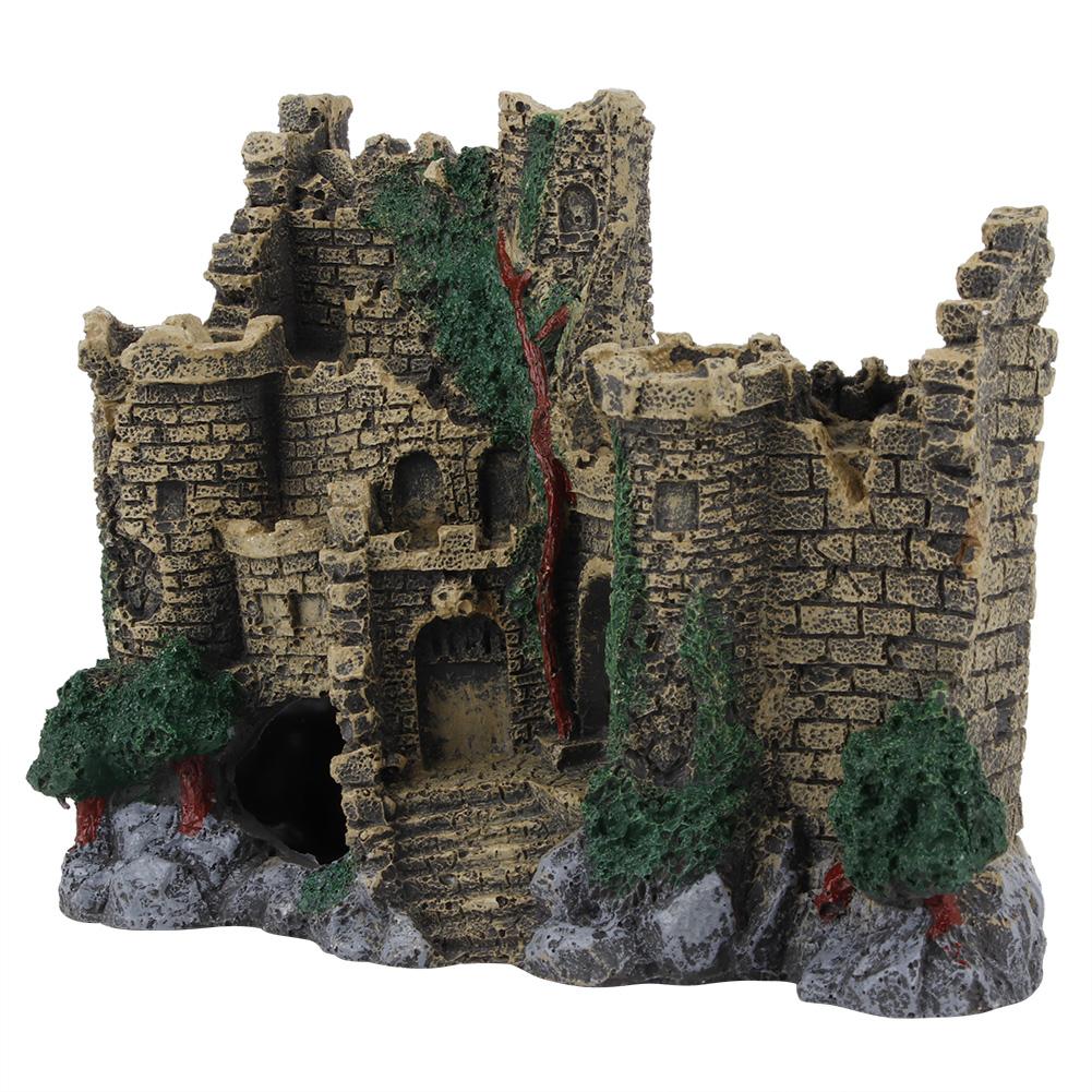 Resin Vintage Western Castle Ornaments Landscape Decoration for Aquarium Fish Tank