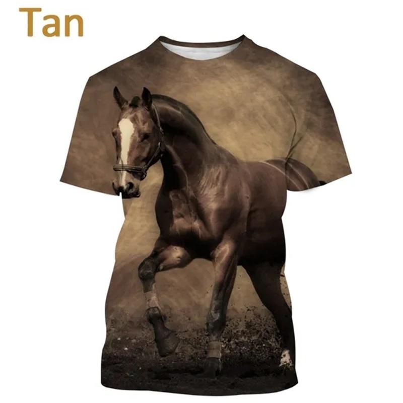 3D Print Animal Horse Graphic T-shirt For Men Women Casual Personality Mens Short Sleeve Tee Tops Streetwear Kids Animal Tshirts
