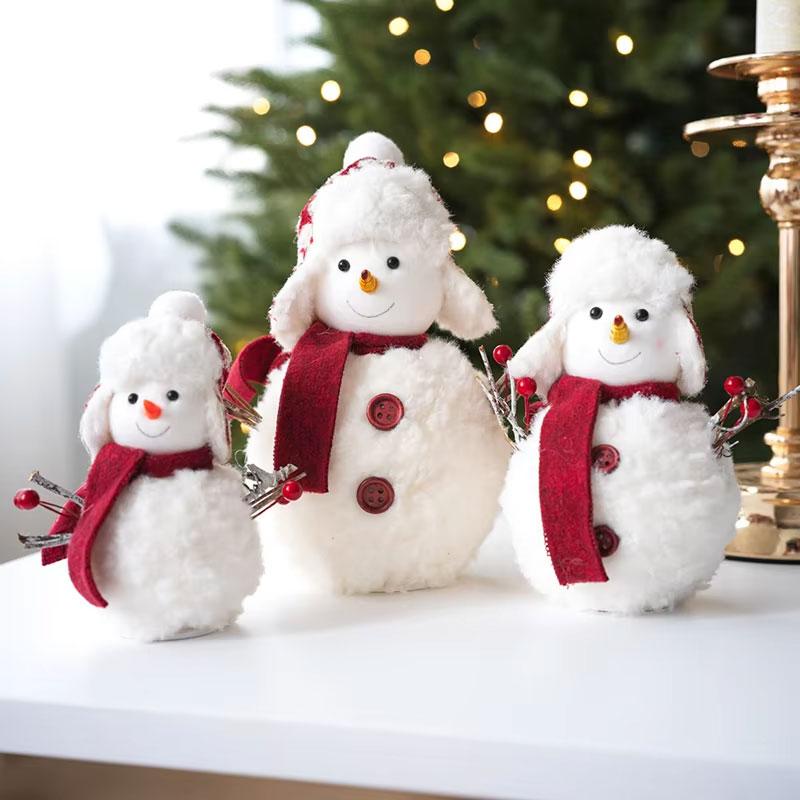 1pc Christmas Cute Ornaments Gift Favors Plush Cartoon Snowman Doll Knitted