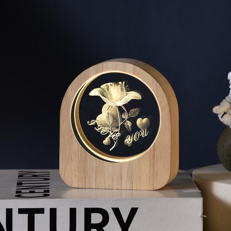 New Starry Sky White Crystal Ball 3d Inner Carving Angel Glowing Night Lights Desktop Decoration Tanabata Valentines