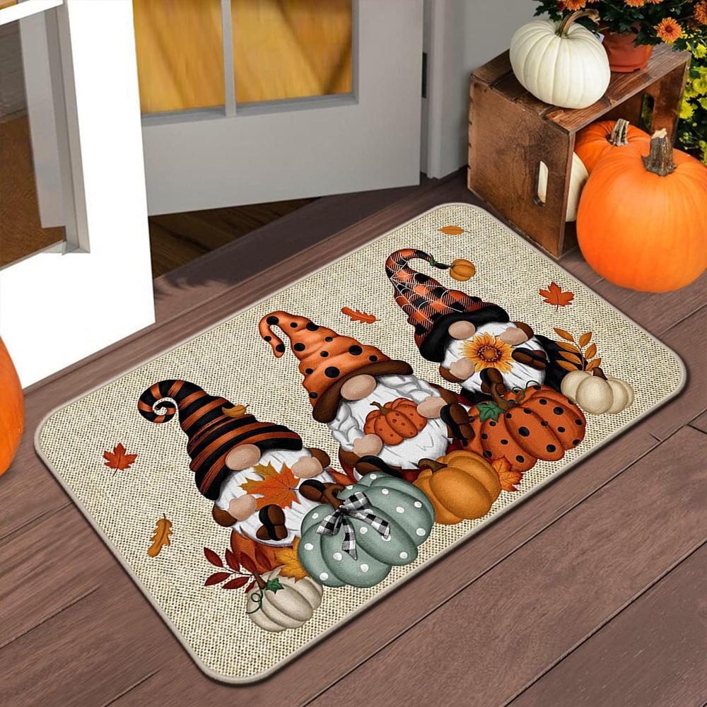 Anti-Slip Autumn Halloween Thanksgiving Door Mat for Indoor Outdoor Balcony Staircase Patio Porch Laundry Room Home Decor