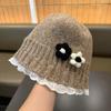 Knitted Flower Knitted Hat Lace Ruffle Toddler Fisherman Hat New Lace Ruffle Hat  Autumn Winter