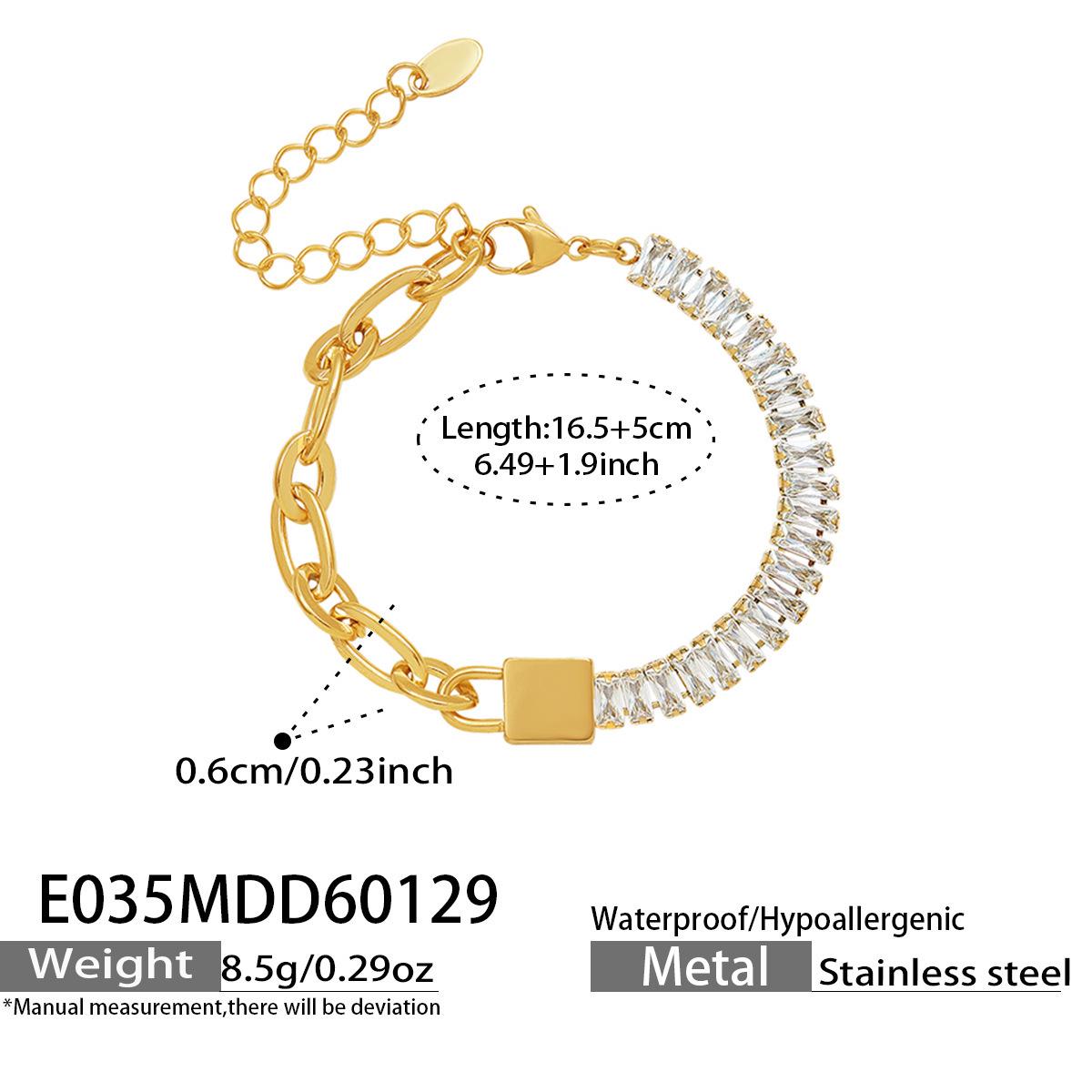 Zircon Inlaid Metal Chain Bracelet: European-American Niche Light Luxury Design