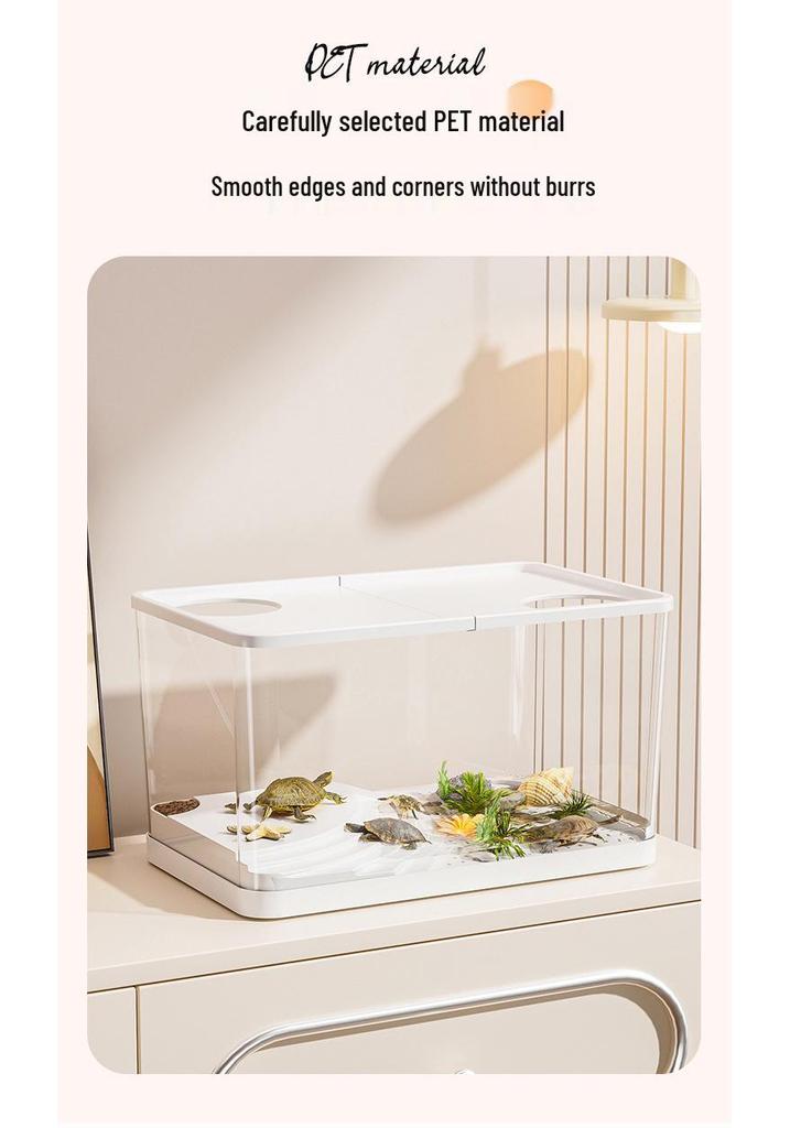 Clear Desktop Fish Tank with Turtle Platform