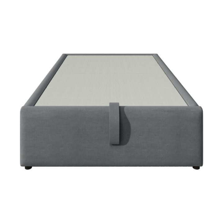 Lit - MUVOE - 90 x 190 cm - Rembourré - USB-C - Bois massif - Gris