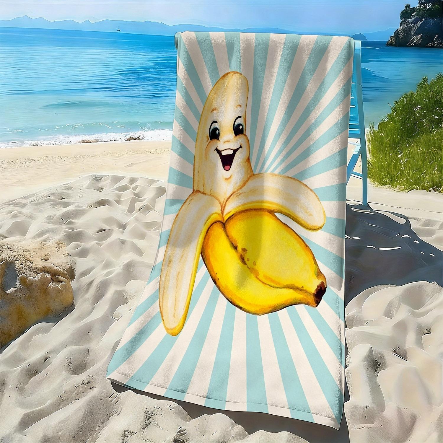 

Fun cartoon banana character polyester microfiber beach towel is highly absorbent, suitable for swimming and beach outings W30*H60(CM)