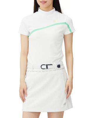 Golf Short Sleeve Mock Neck Shirt Quick 0 [New Balance] Women's (Sweat Absorbent, Drying, Stretch) / 012-4166509 030_White [S]