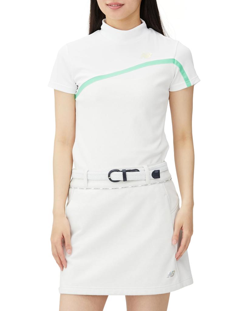 Golf Short Sleeve Mock Neck Shirt Quick 0 [New Balance] Women's (Sweat Absorbent, Drying, Stretch) / 012-4166509 030_White [S]