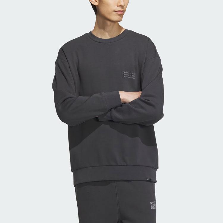Adidas Verbiage Crew Sweatshirt Men Sweatshirt Black IS7421