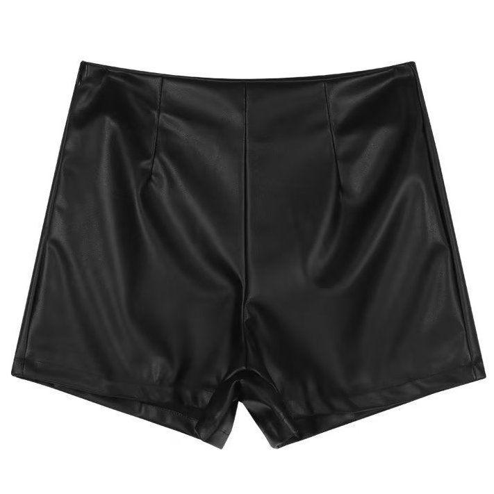 Women s Plus Size Retro High Waist PU Leather Flare Pants (Korean Style, 2026 Spring/Autumn) S for 80-98 jin