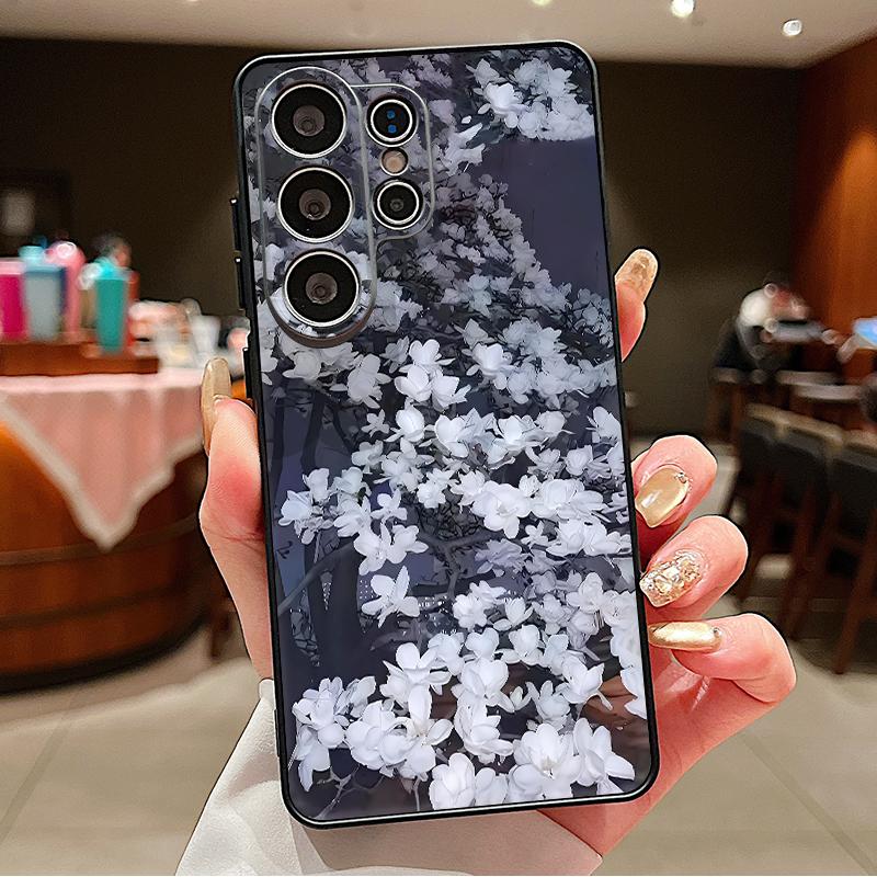 

Magnetic For Magsafe Case For Samsung Galaxy S26 Ultra S25 Edge S24 Plus S23 FE S22 A17 A54 A55 A56 A57 5G Tree Flowers Pattern Cover Samsung A54 5G чорний