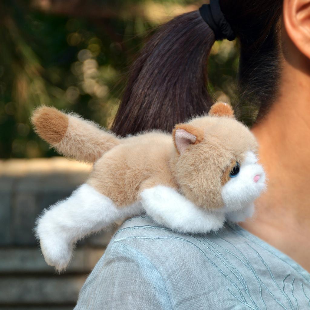 L18Cm Cute Kitten Plush Toy Yellow Male Kitten Shoulder-Resting Style Birthday Gift