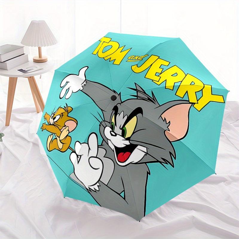 Tom Jerry Automatic Open/close Umbrella, Heavy-Duty Iron Frame, Folding Portable Design, Travel, Everyday Use 172