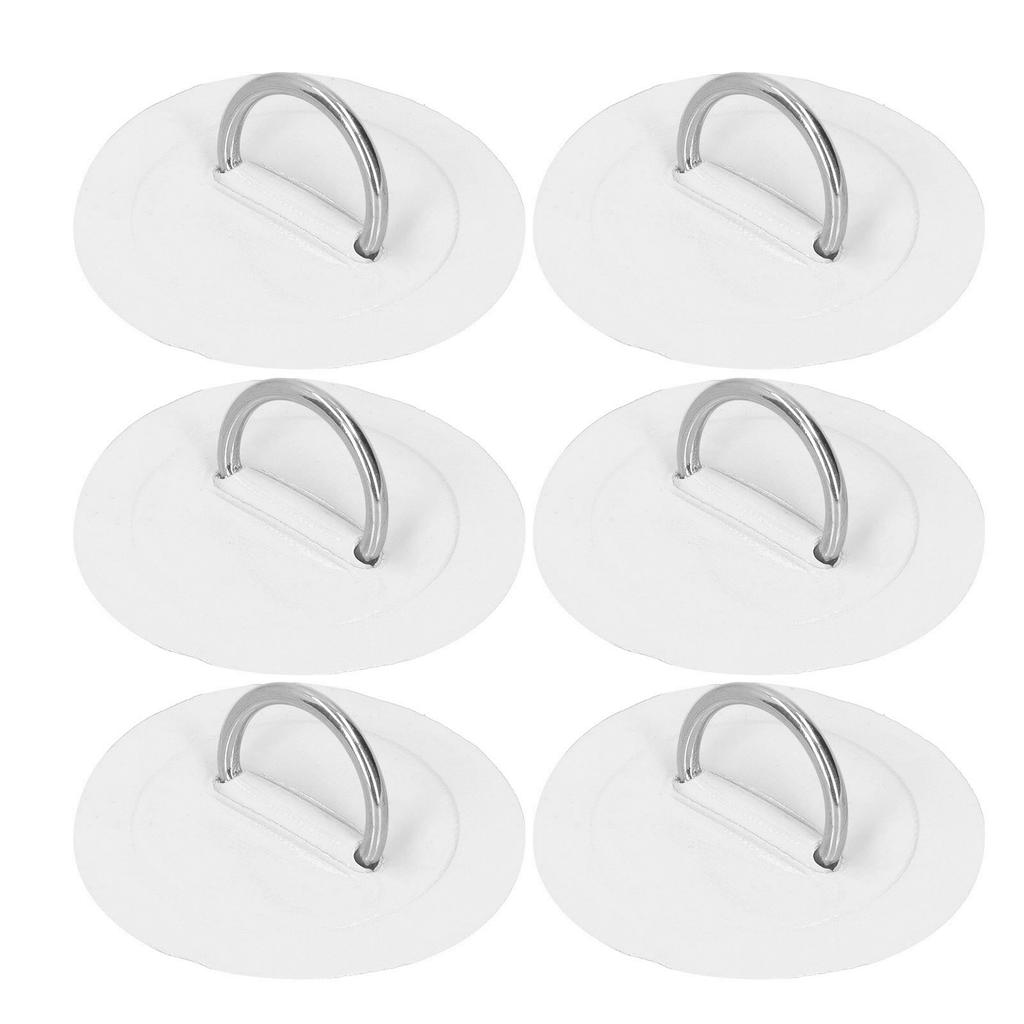 6 Stück Aufblasbares Boot Kajak D-Ring Pad Patch Marine Feste Schnalle mit Elastischer Bungee-Kordel(Weiß )