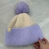 Double-layer rabbit plush knitted hat women's autumn and winter double-layer warm color matching versatile pile hat fox hairball hat
