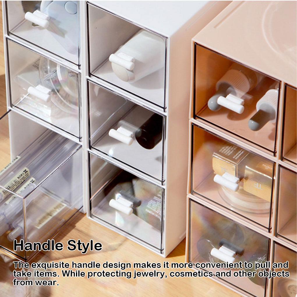 Plastic Cosmetic Makeup Jewelry Storage Box Household Transparent Sundries Case Shelf Drawer Cabinet Organizer