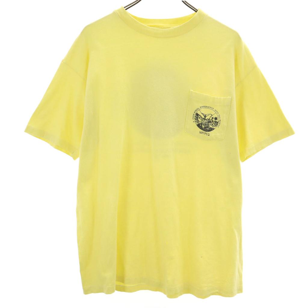 OLD 90s Short Sleeve T-shirt Single Stitch Pocket T-Shirt Back Print Men's Used