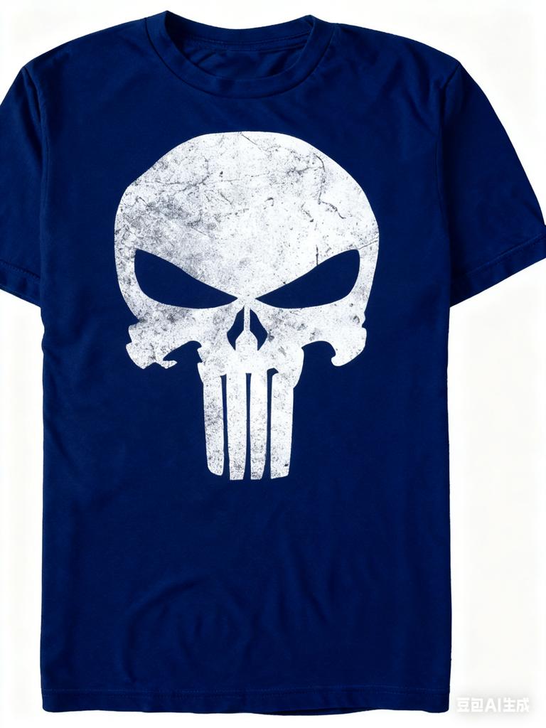 Genuine 2026 New Miracle Punisher Worry Skull Print Plus Size Men's and Women's Short Sleeve Loose Crew Neck T-Shirts