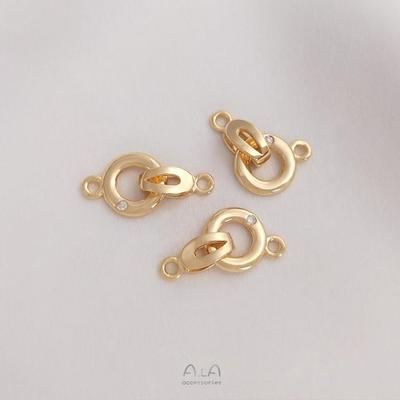 14K Gold-Filled Zircon Round Snap Clasp for DIY Necklaces & Bracelets
